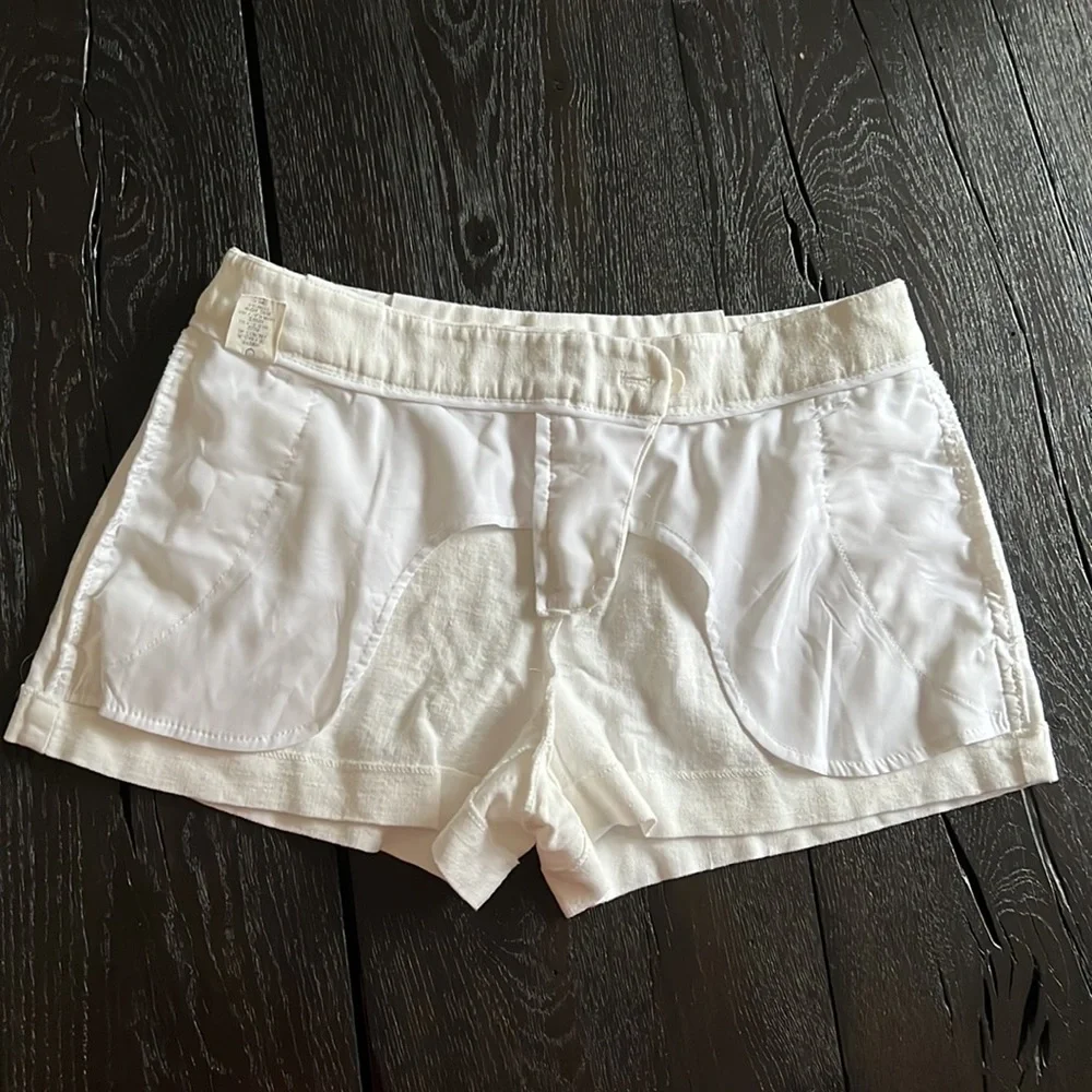 Theory classic linen blend soft white shorts sz 2 - Picture 11 of 12